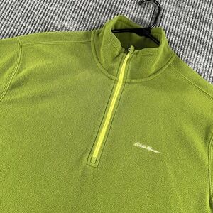 Eddie Bauer Fleece Pullover Mens LT Green 1/4 Zip Mock Neck Big Tall Hiking